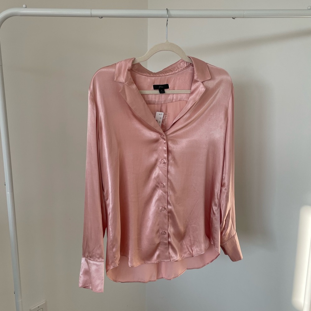 NWT Pink Satin Blouse (Button-Down)